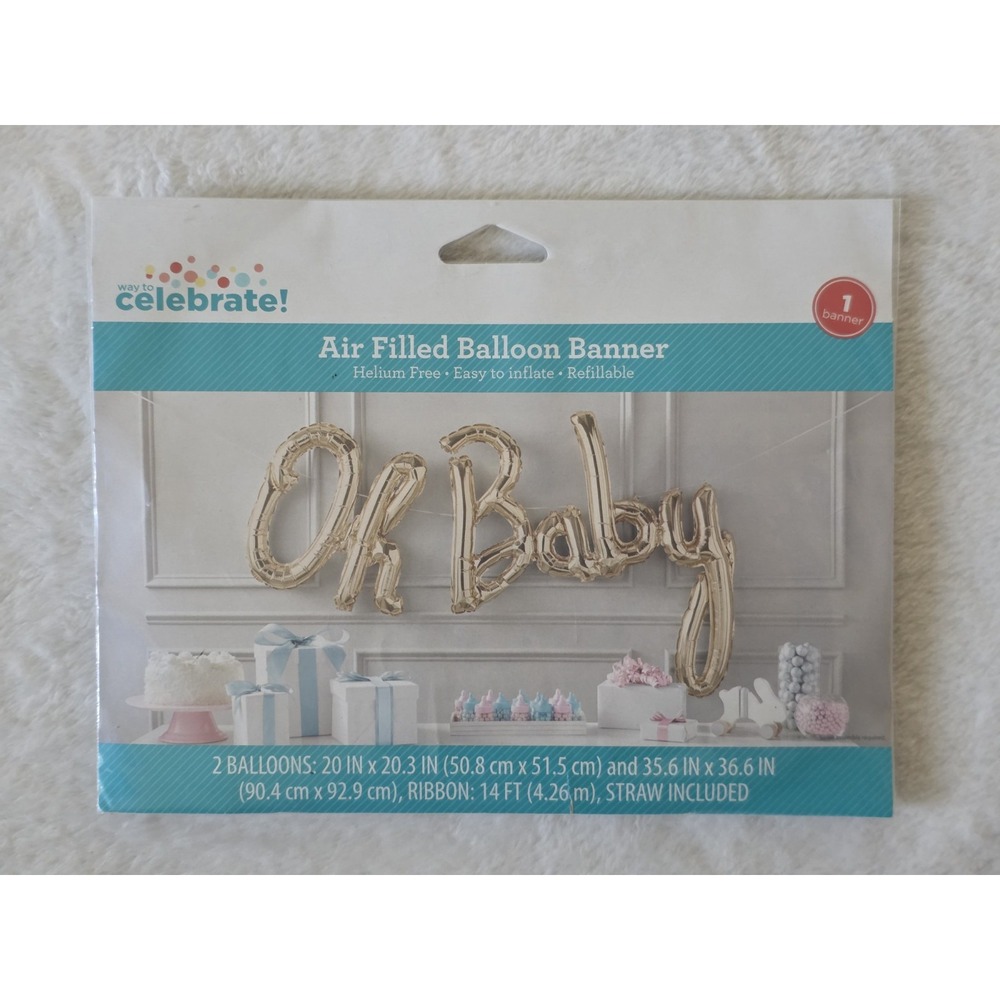 Baby Shower Party Way to Celebrate Oh Baby Balloon Plastic Party Banner 6 Letter